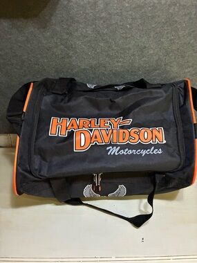Harley-Davidson Black Duffel with Orange Logo Trim
